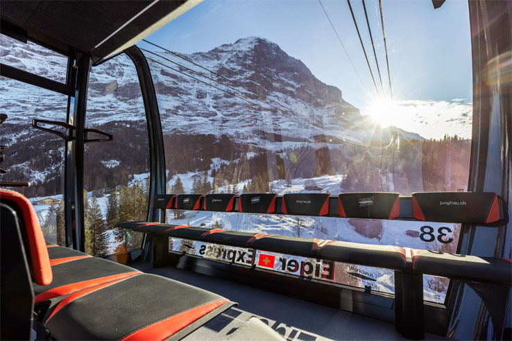 On board the Eiger Express in winter